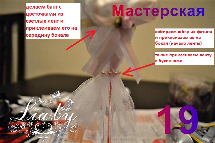 Как изготовить бокалы для жениха и невесты своими руками — фото 19