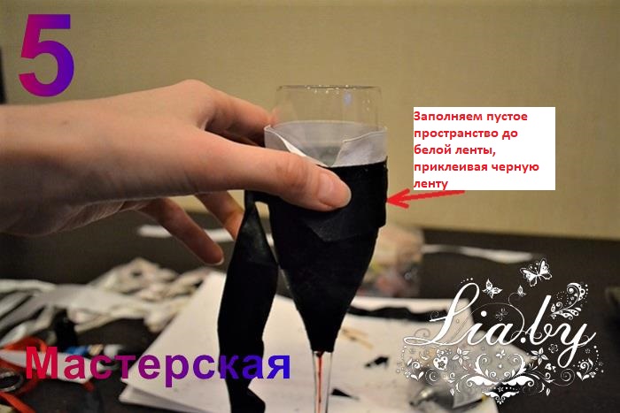 Как изготовить бокалы для жениха и невесты своими руками — фото 5