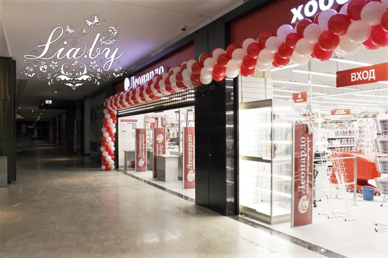 Оформление шарами открытия магазина Леонардо в ТРЦ Galleria — фото 2