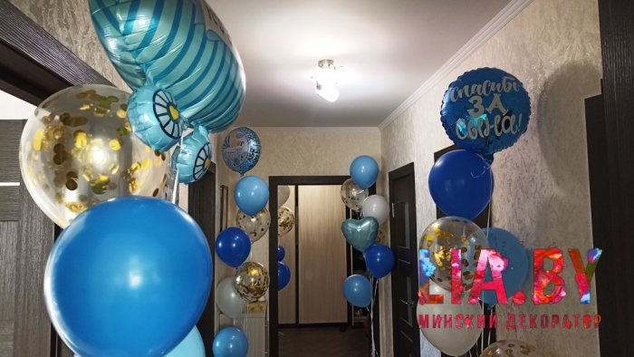 Выписка из роддома: шары, украшение машины — фото 5