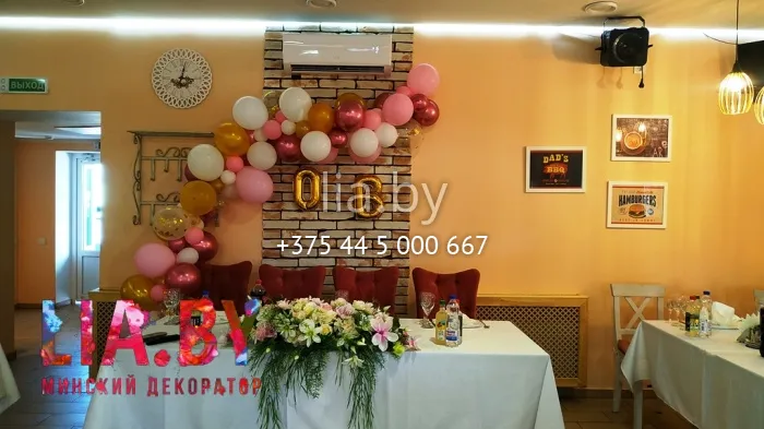 Украшение свадебного банкета в кафе Сели - Поели, украшение шарами и цветами
