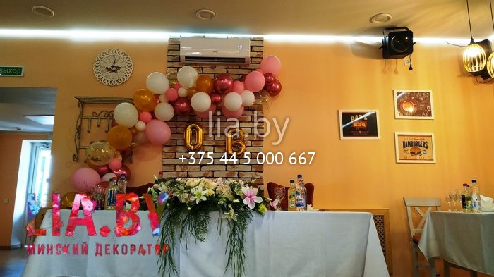 Украшение свадебного банкета в кафе Сели - Поели, украшение шарами и цветами