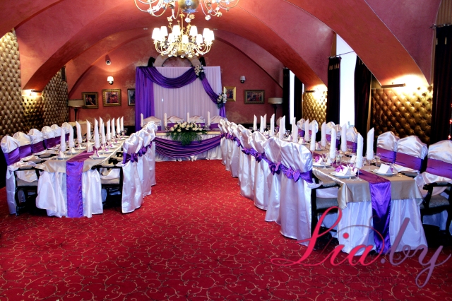 Комплексное украшение свадьбы в фиолетовых тонах