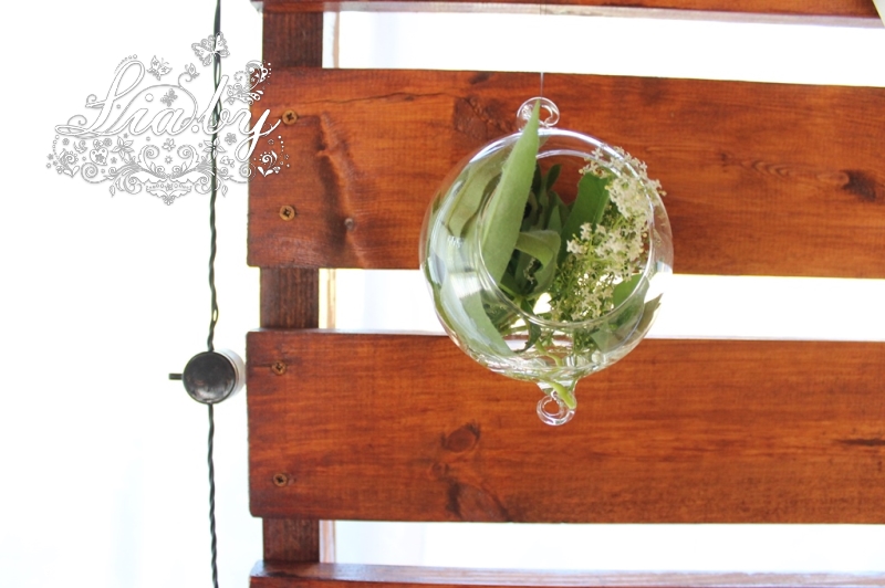 Украшение стеклом с зеленью ширмы