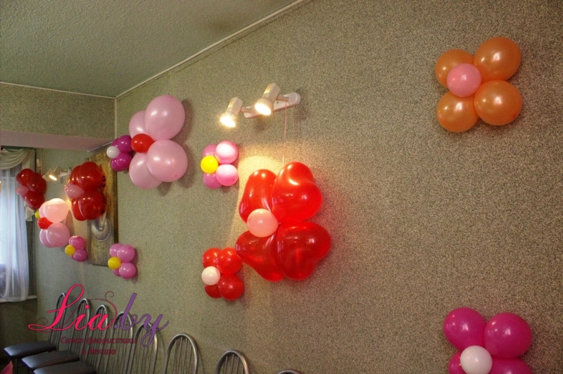 Шарики на стене в кафе на детском дне рождения