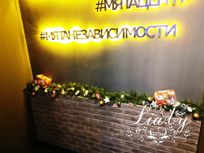 оформление лаунж-бара Мята на проспекте Независимости Минск к новому году - хвойная гирлянда