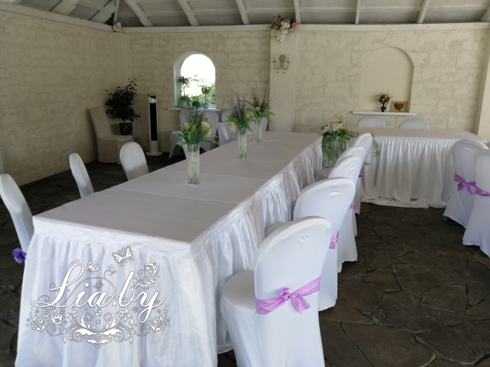 Оформление столов для гостей на свадебный банкет в усадьбе О рай