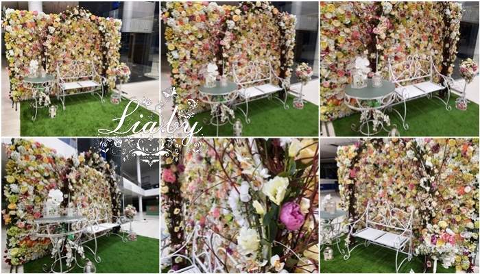 большая цветочная фотозона для украшения офисного здания Грин Сити