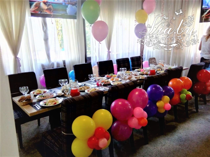 Оформление шарами стола на день рождения