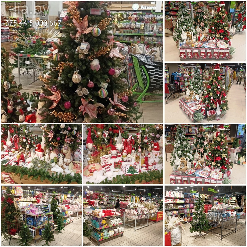 украшение торговых островков в гипермаркете к новогоднему сезону