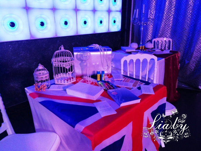 Английская фотозона, фотозона в великобританском стиле украшение стола, флаг великобритании