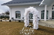 белая арка гингко-билоба на мероприятие в украшении усадьбы