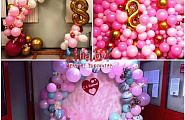 фотозоны с шарами на 8 марта в розовых оттенках