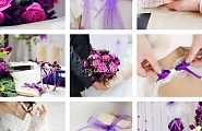 Фиолетовая свадьба. Украшение зала, полиграфия, пригласительные, бонбоньерки, цветы, ленты, букет невесты в фиолетовом тоне