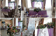 Лиловая свадьба, украшение зала