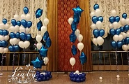 Шары с гелием, фонтаны из шаров (синие и белые). Фотозона из шаров с гелием