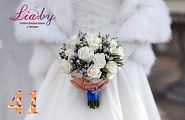 Букет невесты из белых роз + бруния сильвер №41