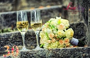 Букет невесты из бежевых, желтых и розовых роз №30