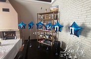  Украшение частного дома сине-белыми и голубыми шарами с гелием, а также фольгированными шарами на выписку ребенка из роддома (мальчик)